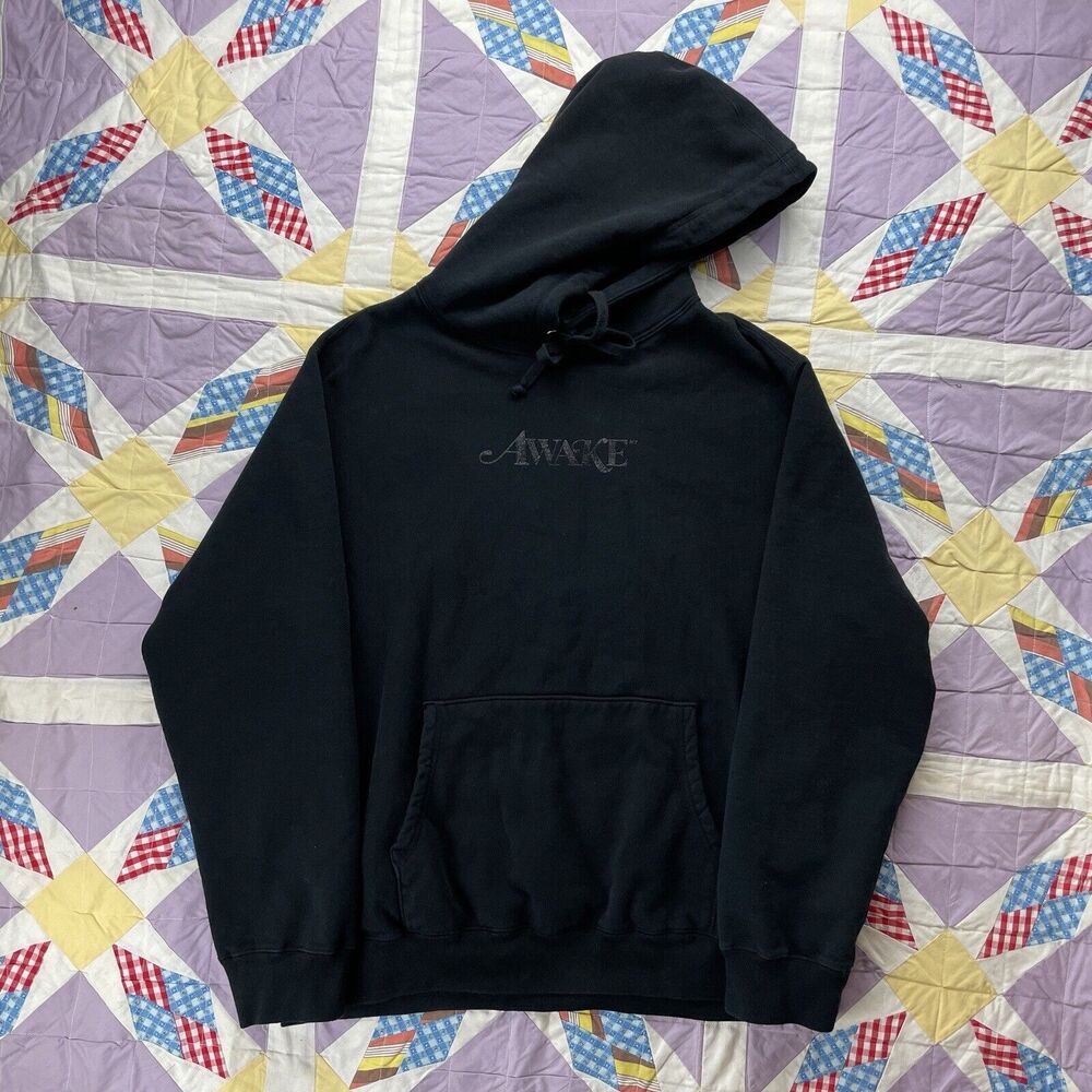 2019 Awake NY / Asics The World Is Yours Hoodie Black Tonal Logo Sweatshirt XL